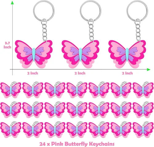 Vista 2 de CiciBear Paquete de 24 llaveros de mariposa para decoración de fiesta para invitados, fiesta temática de mariposas, baby shower, fiesta escolar