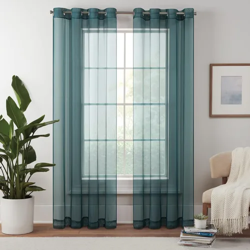 Vista 16 de Eclipse Livia - Cortina transparente con bolsillo para barra, 59 x 63 pulgadas, color negro
