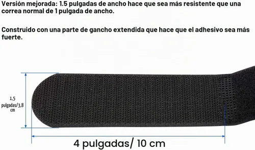 Vista 3 de Brida de cables de 1.5 x 24 pulgadas, paquete de 12 correas adhesivas de sujeción ajustable resistente con hebilla de anillo en D de plástico