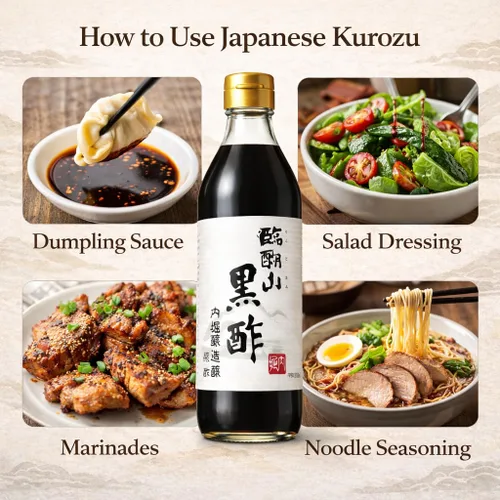 Vista 3 de Vinagre negro japonés – UCHIBORI Rinkosan Kurozu, auténtico vinagre doble de arroz integral naturalmente fermentado con rico sabor a Umami – Vinagre