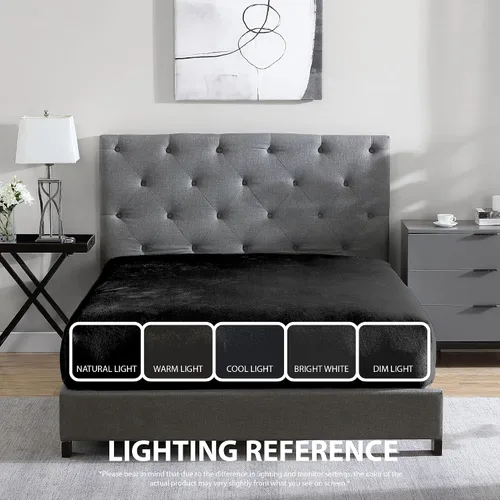 Vista 5 de Cathay Home Sábana Bajera de Felpa Suave Twin - Felpa Ultra Suave y Gruesa - Calidez Acogedora para Todas las Estaciones - Sábana Bajera con Negro