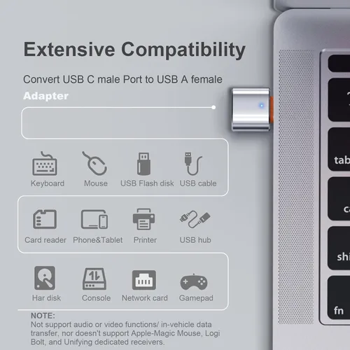 Vista 3 de Duyasurs Paquete de 6 adaptadores USB C a USB, transferencia de datos de alta velocidad, adaptador USB C macho a USB 3.0 hembra OTG para iPhone 17