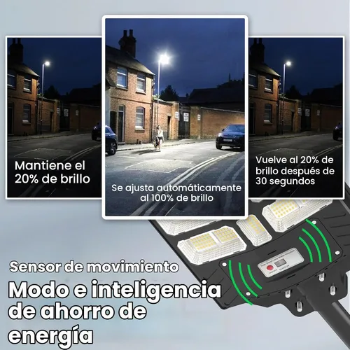Vista 5 de Paquete de 2 Luces Solares para Exteriores - Luces Solares de 8000W para Exteriores Impermeables con Sensor de Movimiento, 7000K Luces Comerciales