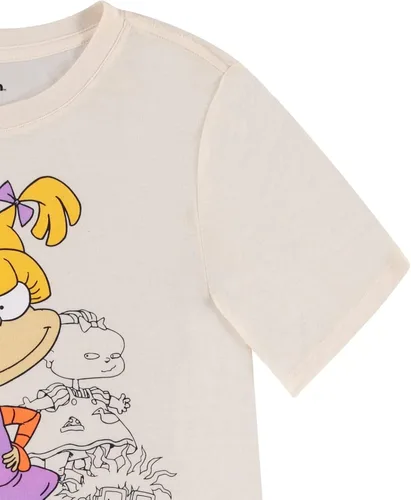 Vista 3 de Nickelodeon Camisa de moda para mujer de los años 90, Rugrats, Angelica and Chuckie - Camiseta de manga corta con dobladillo curvado delantero