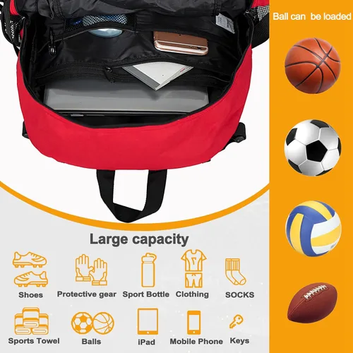 Vista 53 de Goloni Mochila de fútbol,Mochila de baloncesto con compartimento para pelotas y compartimento para zapatos,Mochila para baloncesto,Fútbol