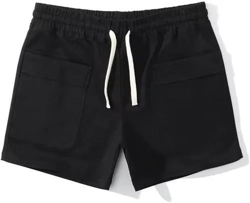 Vista 3 de LONGBIDA Pantalones cortos deportivos ajustados para hombre, pantalones cortos casuales con cintura elástica con bolsillo grande