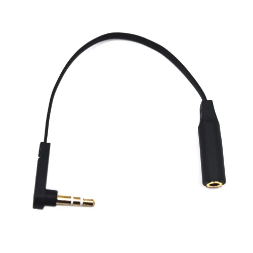 Vista 4 de Cable plano de audio de extensión TRS Jack de 5.9 in 1/8 de pulgada y 0.138 in, paquete de 2, ángulo de 90 grados de 0.138 in, enchufe estéreo de 3