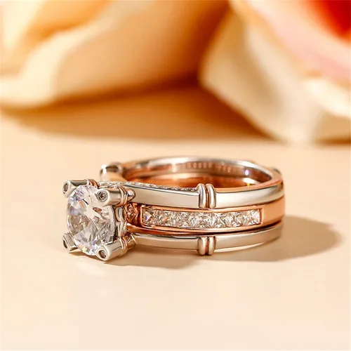 Vista 9 de Jeulia - Anillo de plata de ley con circonitas intercambiables para mujer, para boda, compromiso, aniversario