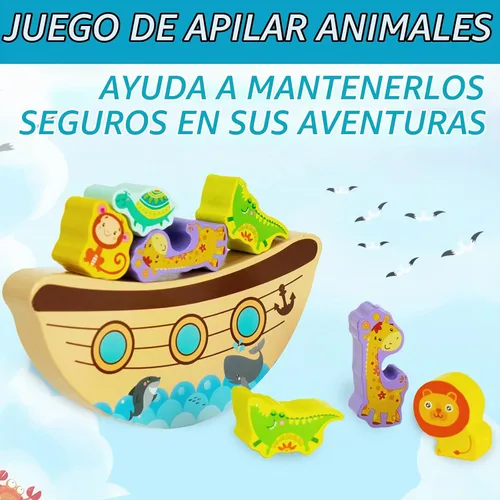 Vista 6 de Juego de arca de Noé, juguete apilable de equilibrio de madera