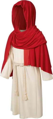 Vista 4 de Disfraz bíblico religioso de Jesús para niños, disfraz de peluca, bigote, bufanda, chal, cintura