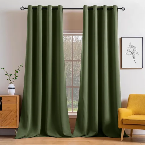 Vista 19 de MIULEE Cortinas opacas para dormitorio o sala de estar, juego de 2 paneles de cortina para ventana con aislamiento térmico y bloqueo de luz