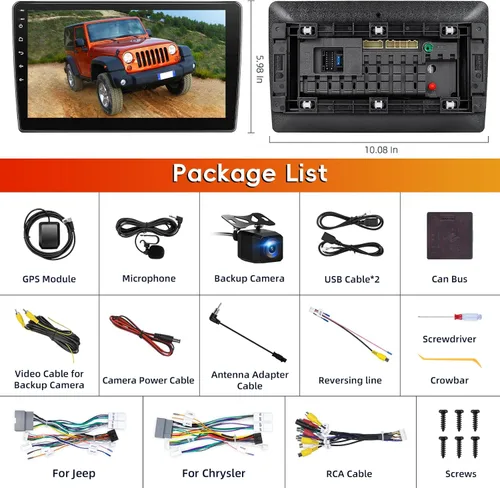 Vista 7 de Estéreo de radio de coche para Jeep Wrangler JK 2007-2018 con cámara