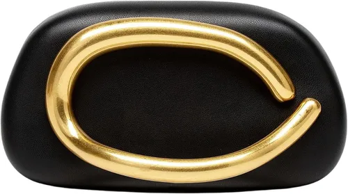 Vista 7 de Bolsos de mano de acrílico de noche para mujer, bolsos de noche, bolso cruzado de piel sintética con acento ovalado dorado