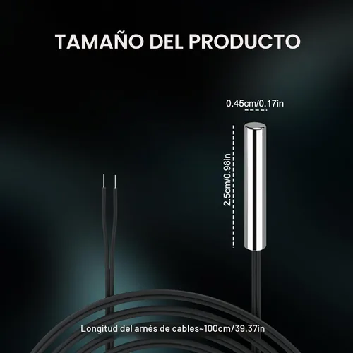 Vista 4 de DROK Sonda de sensor de temperatura de 10 K 3 piezas, sonda de temperatura NTC impermeable de acero inoxidable de 1 metro para varios dispensadores