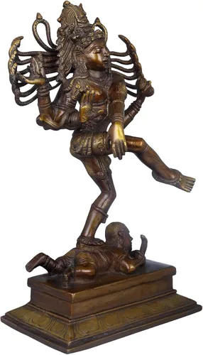 Vista 2 de Exotic India Dancing Shiva - Estatua de latón - Color oro antiguo