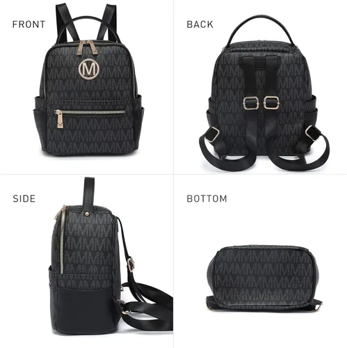 Vista 5 de MKP - Mochila pequeña para mujer y mujer, con múltiples bolsillos, con bolsillo frontal con cremallera, Negro -, Mochilas Daypack