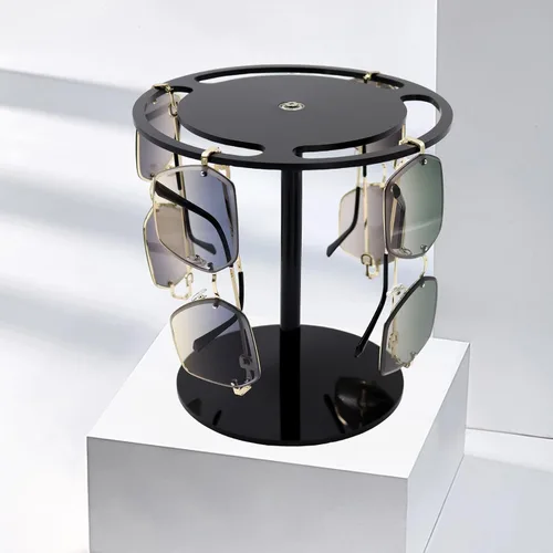 Vista 3 de Dexspoeny Soporte giratorio para lentes de sol, soporte de exhibición de lentes de acrílico, organizador de gafas de sol portátil, organizador