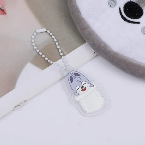 Vista 5 de G-Ahora K-POP Merchandise Stray Wallet con llavero para fans, WC-Wolf Chan