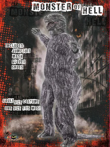 Vista 6 de EraSpooky - Disfraz de dinosaurio monstruo para hombre color gris