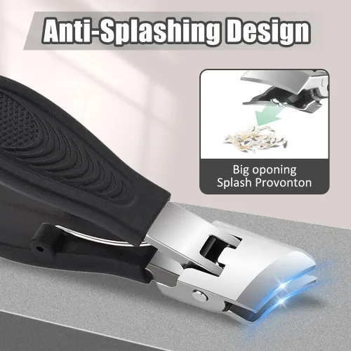 Vista 3 de Cortauñas inclinada antisalpicaduras con apertura de mandíbula ancha, cortador de uñas resistente con mango cómodo, perfecto para cortaúñas de pies