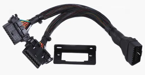 Vista 2 de Cable divisor OBD2 Y bajo el salpicadero OBDII 1 macho a 2 hembras divisor de 20awg de alambre grueso