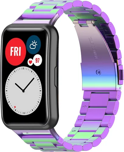 Vista 7 de Correa de repuesto para Huawei Watch Fit Band, de acero inoxidable, compatible con Huawei Watch Fit Smart Watch Paquete de 4