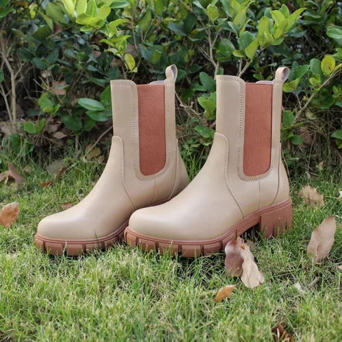 Vista 5 de Hawkwell Botas Chelsea de plataforma para mujer, botines gruesos con tacón de bloque elástico, suela de lengüeta