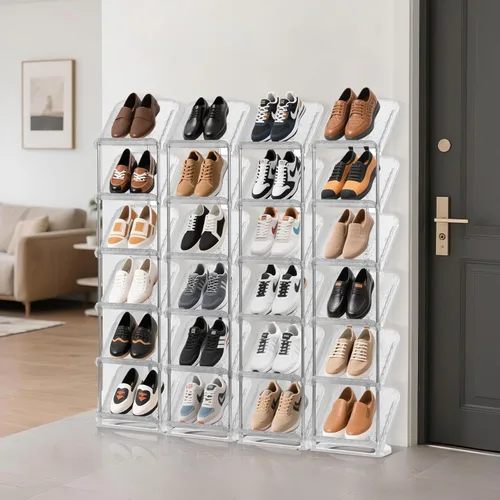 Vista 2 de SMILHELTD Zapatero Vertical de 8 Niveles, Soporte de Almacenamiento Transparente Estrecho para Zapatillas, Organizador de Tacones Lujosos Hacia