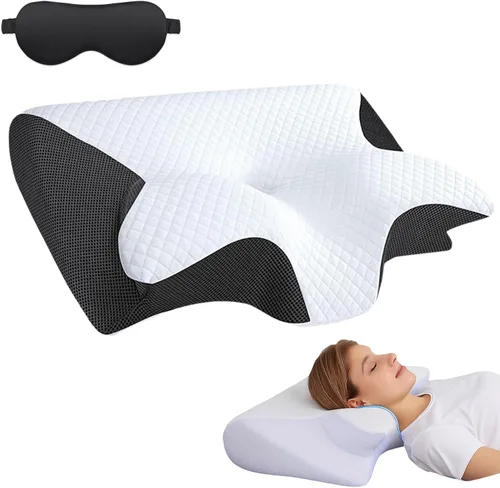 Vista 9 de Restora - Almohada para la apnea del sueño, almohada de tracción cervical Restora, almohada ortopédica de espuma viscoelástica 2 en 1 para aliviar