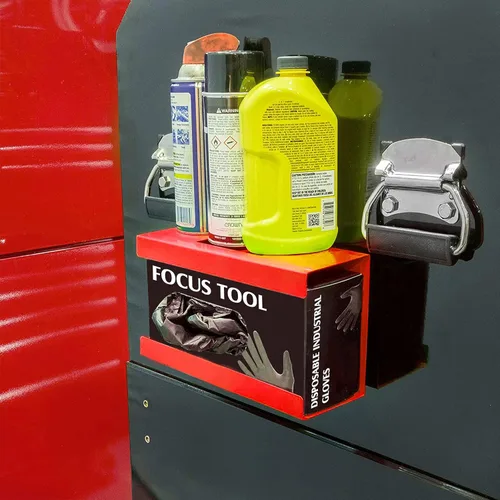 Vista 5 de EMENTOL Soporte magnético para dispensador de guantes/pañuelos, soporte de pared para dispensador de guantes rojos, montaje en caja de herramientas