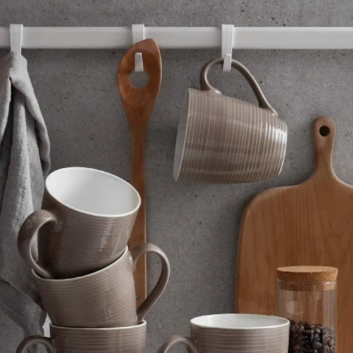 Vista 3 de DOWAN Tazas de Café, Juego de 6 Tazas de Café de 17 Oz, Tazas de Té Onduladas (Marrón)