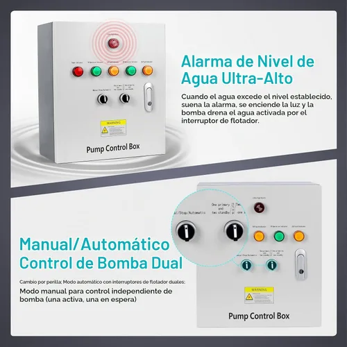 Vista 3 de Caja de control de bomba de pozo de 2 HP, monofásico de 220V, 2