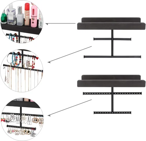 Vista 3 de Keebofly - Organizador de joyas colgante para montar en pared, paquete de 2