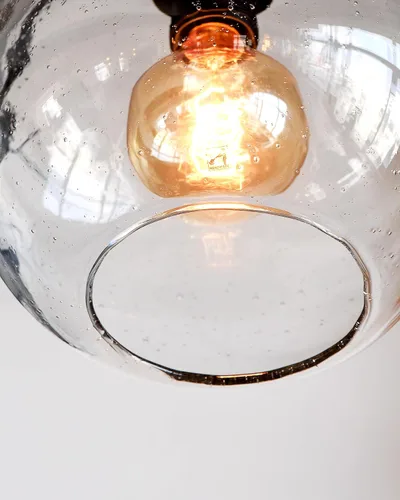 Vista 5 de Iluminación colgante para isla de cocina, luces colgantes de vidrio rústico moderno, globo transparente, luces de burbujas de semillas