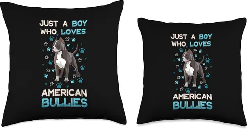 Vista 3 de Funny American Bully Lover Quote Designs Just A Boy Who Loves American Bullies - Almohada divertida con cita de propietario, 16 x 16 pulgadas