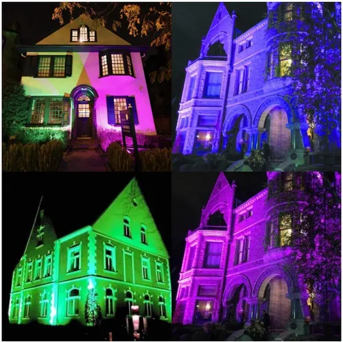Vista 7 de Iluminación de paisaje RGB de 6 W de bajo voltaje, 16 luces de paisaje que cambian de color, foco de color al aire libre de 12V ~ 24V para jardín