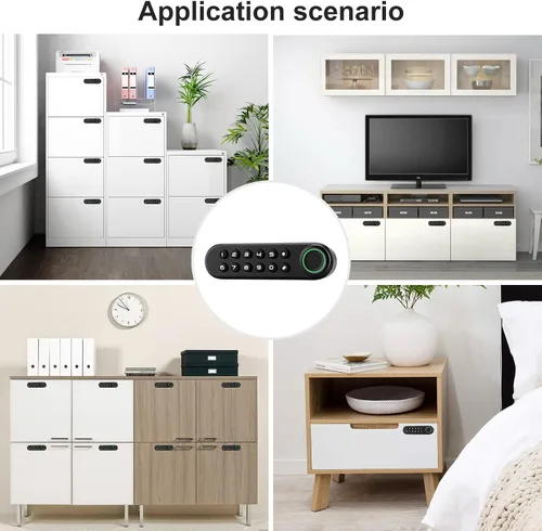 Vista 6 de Cerradura biométrica de huellas dactilares para gabinete, cerradura inteligente con contraseña USB, cajón oculto para archivos, armario, seguridad