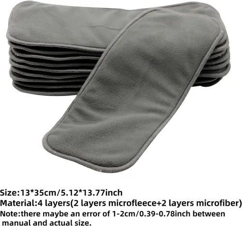 Vista 2 de Insertos de microfibra para pañales de tela (10 piezas de 4 capas de microforro polar)