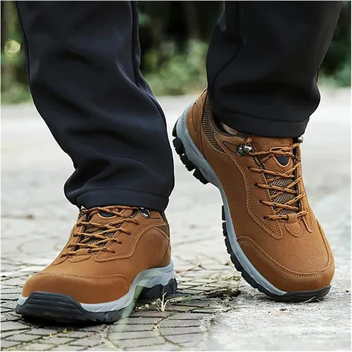 Vista 8 de Tzsaixeh Zapatos de senderismo para hombre, buen soporte para el arco para exteriores, transpirables, zapatos ortopédicos para hombres, adecuados