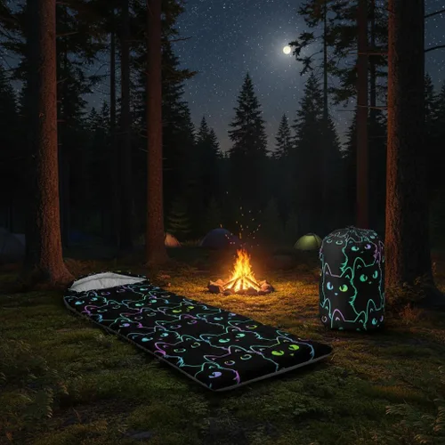 Vista 4 de QOOMO Saco de dormir para camping, 3 estaciones, clima cálido y fresco, ligero, saco de dormir impermeable para adultos y niños, viajes y al aire