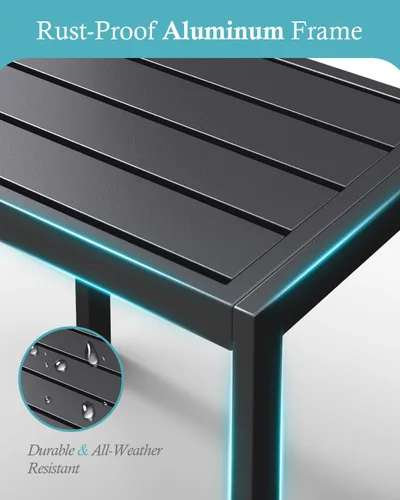 Vista 4 de Mesa auxiliar para exteriores, mesa auxiliar de aluminio para patio, mesa de balcón moderna y minimalista, resistente a la intemperie y fácil