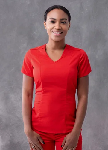 Vista 8 de Adar Pro Scrubs para mujer - Moderno cuello en V Manzana