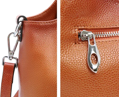 Vista 4 de Iswee Bolsos de hombro de cuero genuino, bolsos y bolsos para mujer, bolso de mano de diseñador cruzado de tamaño mediano