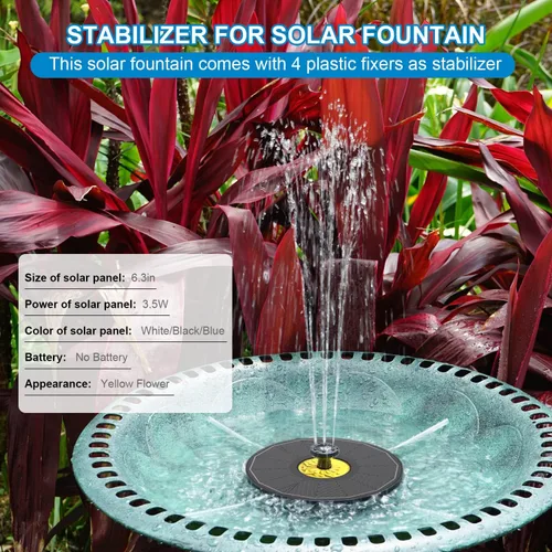 Vista 3 de Yzert Fuentes solares de baño para pájaros, bomba solar de fuente de panel de vidrio de 3.5 W para baño de pájaros, sin batería, fuente de agua
