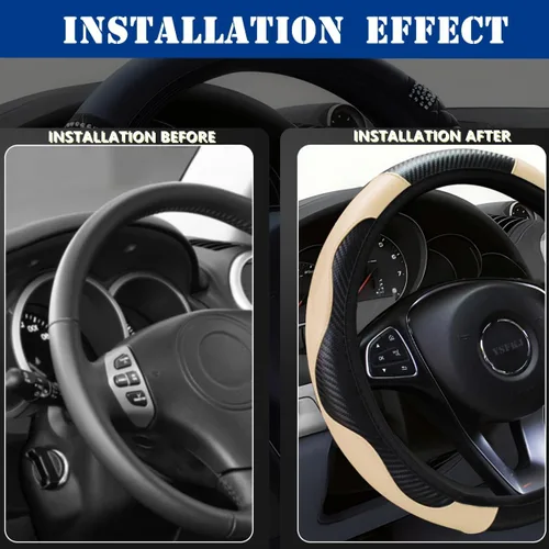 Vista 5 de Funda para volante de automóvil, protector de volante elástico de cuero de microfibra, antideslizante, transpirable, agarre cómodo, universal de 15
