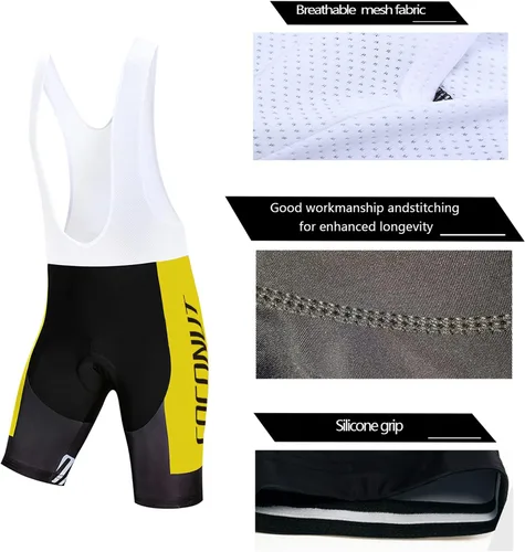 Vista 5 de Coconut Ropamo CR - Conjunto de camiseta de ciclismo para hombre, con cremallera y bolsillo con pantalones cortos con acolchado 4D