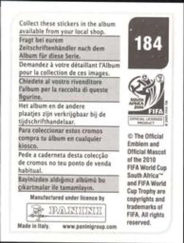 Vista 2 de Calcomanías de la Copa Mundial de la FIFA de Panini 2010 #184 David James England - Adhesivo oficial de álbum de fútbol (2 pulgadas x 1.5 pulgadas)