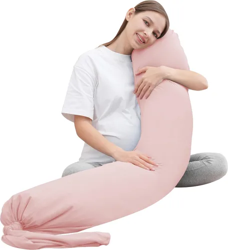 Vista 17 de MOON PARK - Almohada de embarazo con funda de enfriamiento increíblemente suave y lisa en forma de I, almohada de maternidad de cuerpo completo