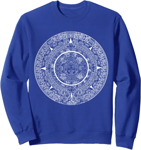 Vista 3 de Aztec Calendar Maya Sun Stone Carving Mexican Art Sudadera Mayans, Negro, S