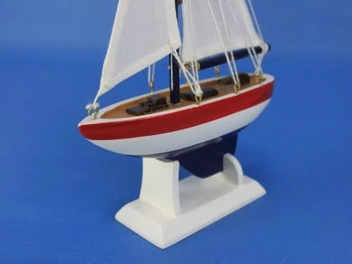 Vista 6 de USA Sailer 9" - Pequeño velero de madera - Modelo de decoración de velero - Nautical Them